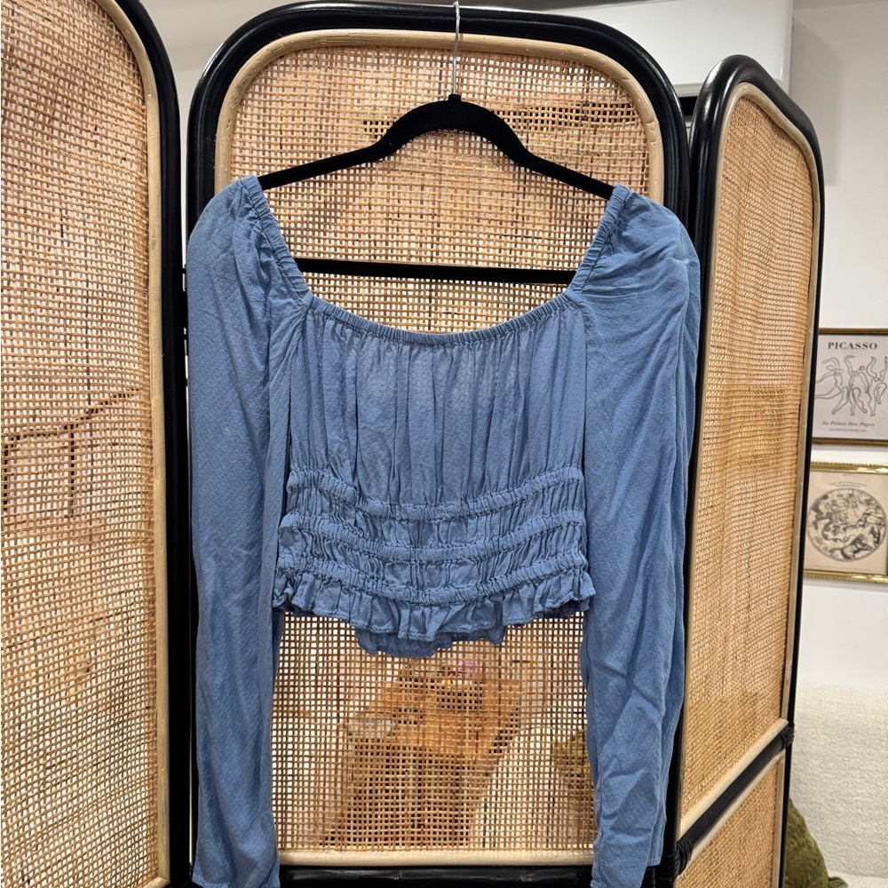 Urban Outfitters Blue Ruched Crop Top
